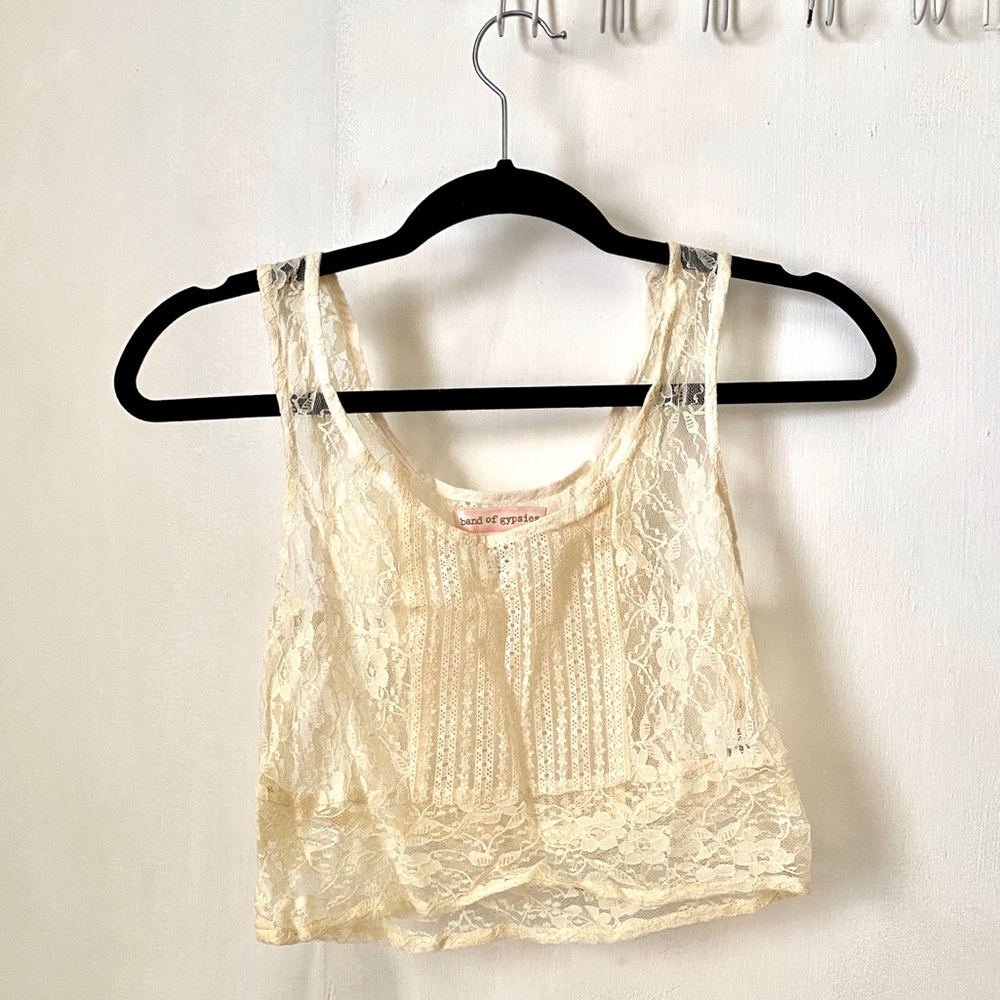 Lace Cream Crop Top